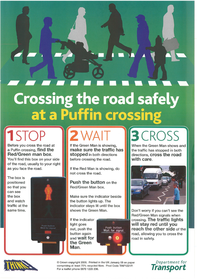 Puffin crossing instructions